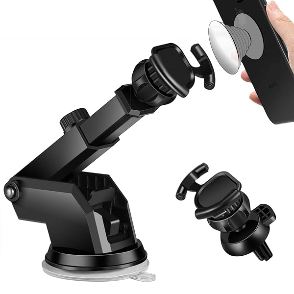 ZANEDY Universal Car Mount Air Vent Holder for Smartphones - Suction Cup & Dashboard Bracket for GPS Navigation