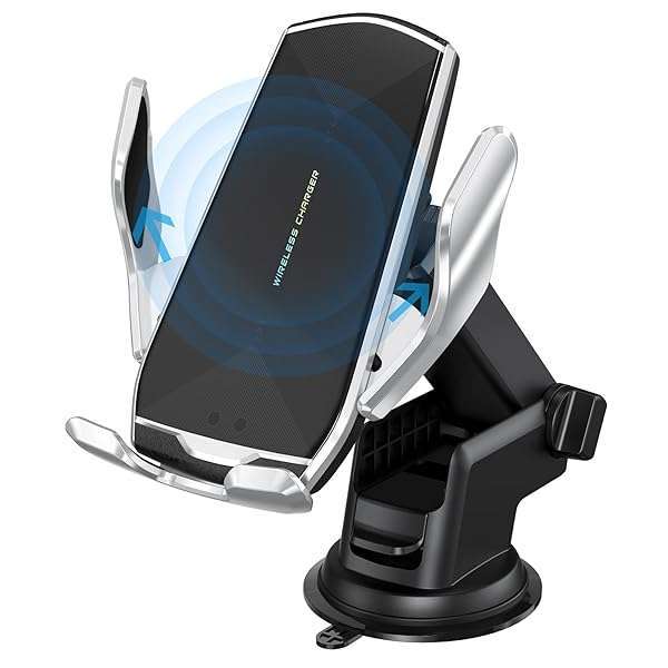 HonShoop Auto-Clamping Car Phone Mount with 10W Qi Fast Charging - Compatible with iPhone 12/12 Pro Max & Samsung S20/Note 20