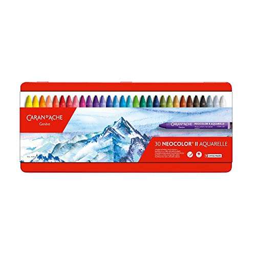Caran d'Ache Classic Neocolor II Water-Soluble Pastels - 30 Vibrant Colors for Artists