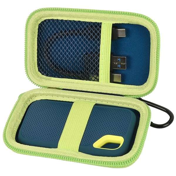 PAIYULE SanDisk SSD Case for 1TB-4TB Portable Drives | Durable Storage Holder for SDSSDE Series (Green)