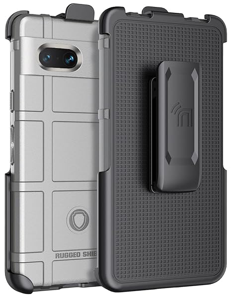 Rugged Clip Case for Google Pixel 7a - Nakedcellphone Special Ops Armor with Rotating Belt Clip - Storm Gray