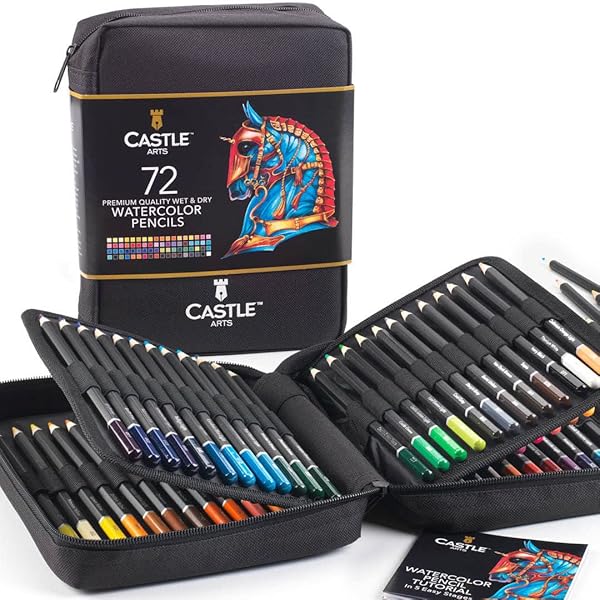 Castle Art Supplies 72 Watercolor Pencils Set - Vivid Colors & Travel Case for Adult Artists - Image 2