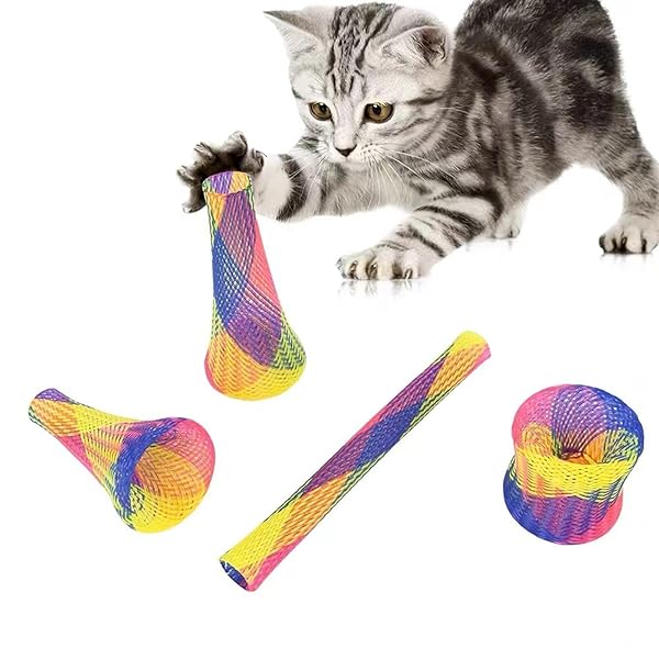 10Pcs Cat Spring Tube Toy - Colorful Interactive Bouncing Toys for Fun Pet Playtime - Image 4