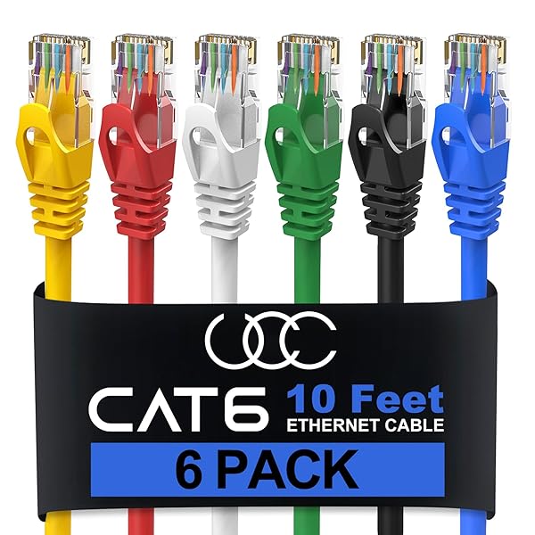 Cat6 Ethernet Cable 10 Feet 6 Pack UTP RJ45 Network Cord Patch Internet Cable - Image 2