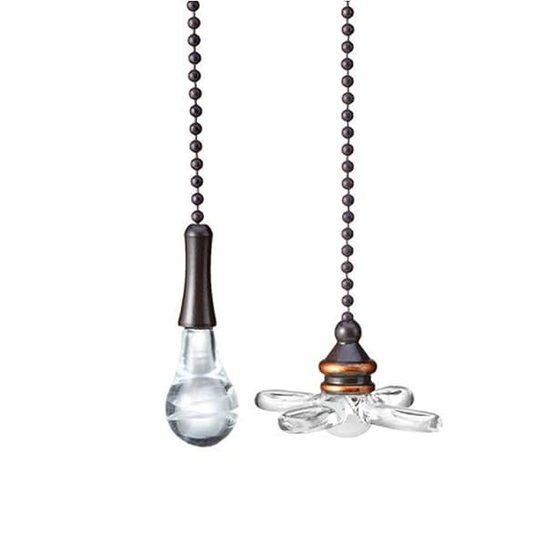 Pack of 2 Ceiling Fan Pull Chains - 6 Inch Cords with ORB, Light Bulb & Fan Connectors - Image 2