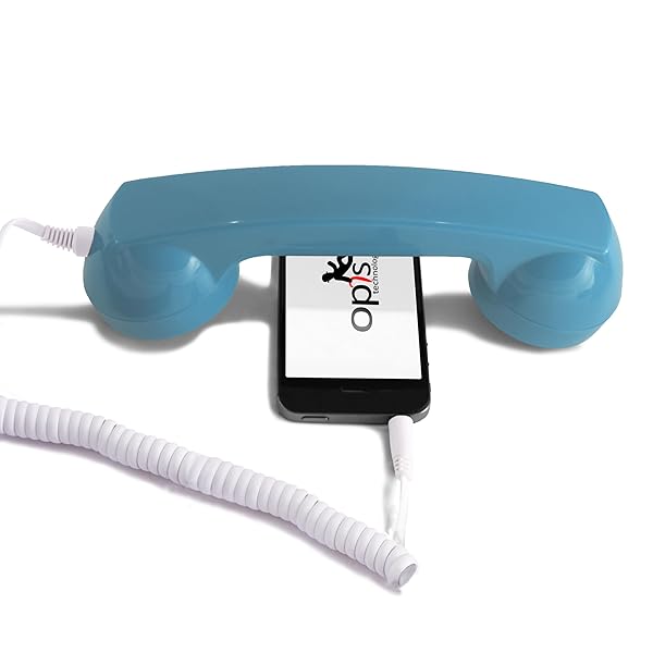 Opis Technology Opis 60s Micro Retro Phone Handset: Stylish USB Receiver for Cell Phones in Azure