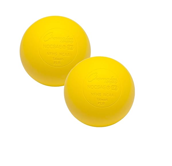 Champion Sports Yellow Lacrosse Balls - Official Size, NCAA & NFHS Certified, 2 Pack for Games & Practice - Image 2