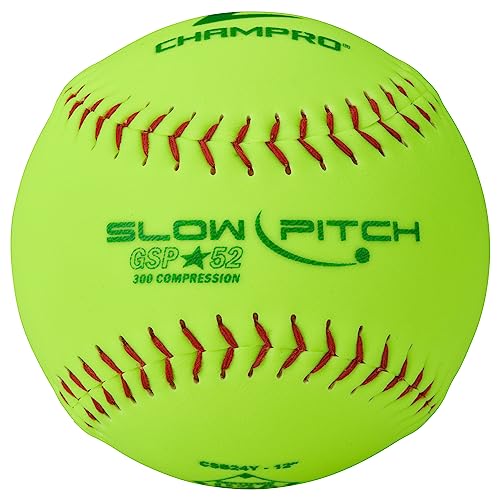 "Buy Champro ASA 12" Slow Pitch Softballs - Durable Durahide Cover, .52 COR, 12 Pack for Ultimate Performance"
