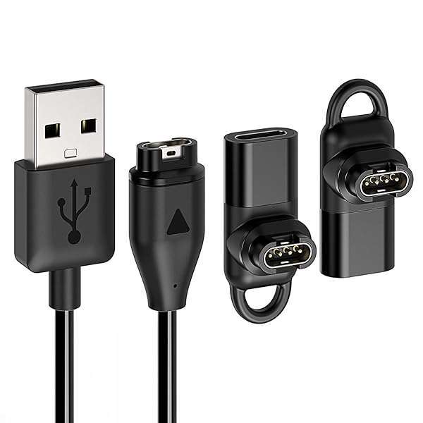 Garmin Watch Charger Cable with Type C Adapter - 3.3ft USB for Fenix, Instinct, Vivoactive, Venu, Forerunner Models