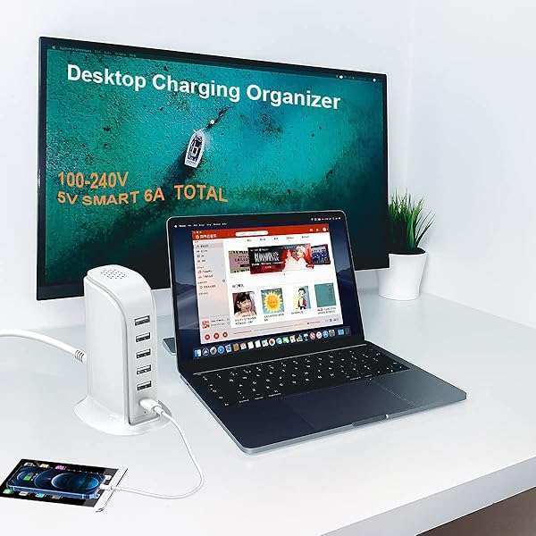 40W Upoy Multi-Device Charging Station: 5 USB Ports & Smart IC for iPhone, iPad, Tablets & Smartphones - Perfect for Home & Office - Image 7