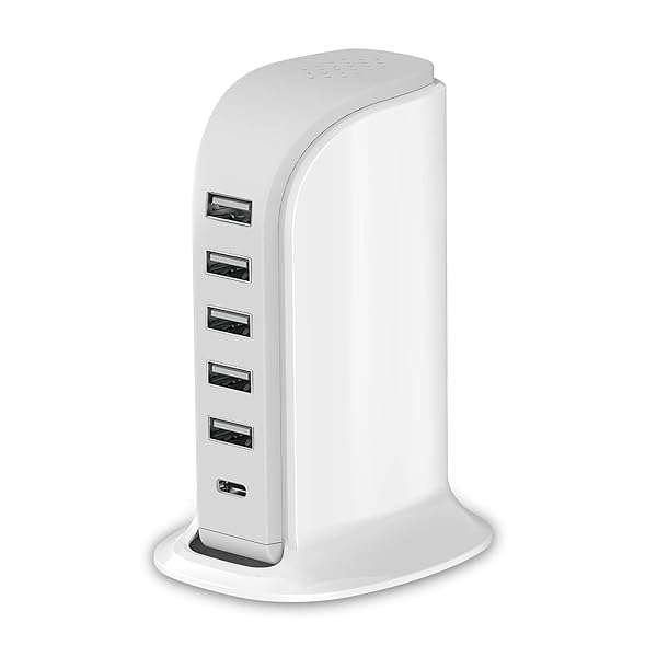 40W Upoy Multi-Device Charging Station: 5 USB Ports & Smart IC for iPhone, iPad, Tablets & Smartphones - Perfect for Home & Office - Image 3