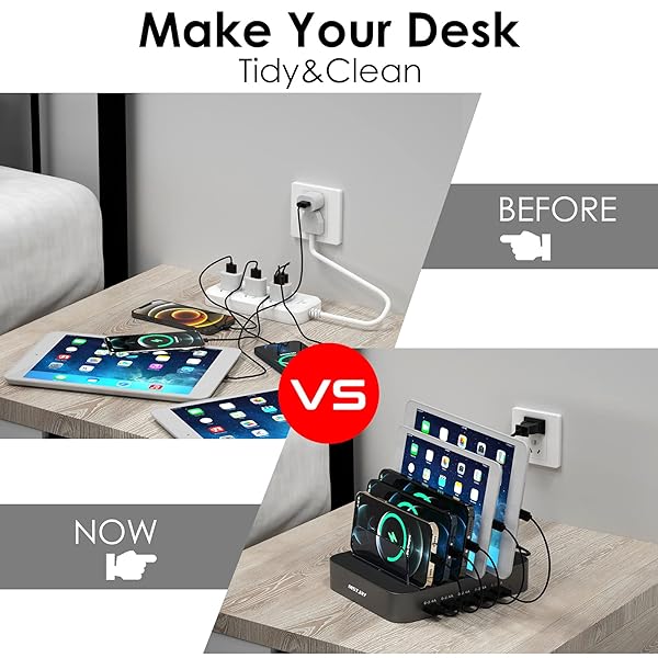Multi-Device Charging Station: MSTJRY 5-Port USB-A Dock for iPhone, iPad & Tablets - Fast Charging in Gunmetal - Image 4