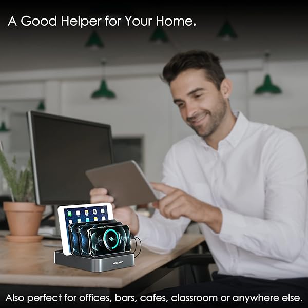 Multi-Device Charging Station: MSTJRY 5-Port USB-A Dock for iPhone, iPad & Tablets - Fast Charging in Gunmetal - Image 7