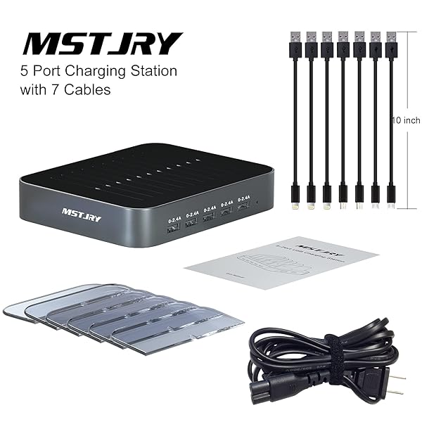 Multi-Device Charging Station: MSTJRY 5-Port USB-A Dock for iPhone, iPad & Tablets - Fast Charging in Gunmetal - Image 9