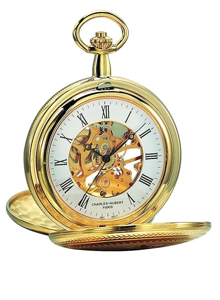 Charles-Hubert, Paris Charles-Hubert Paris 3556: Elegant Gold-Plated Mechanical Pocket Watch for Timeless Style