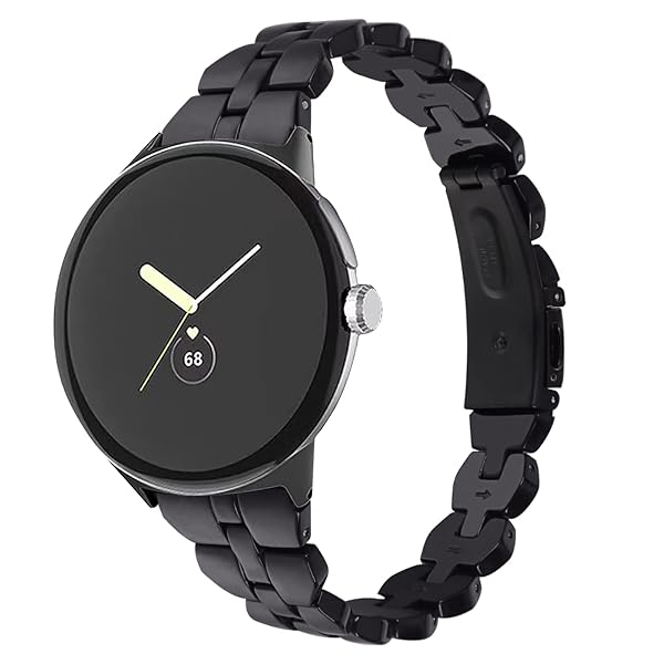 Chofit Compatible with Google Pixel Watch 4 3 41MM Pixel watch 2 1 Bands Women, Stylish Resin Bracelet Replacement Bands Adjustable Wristband (Black)