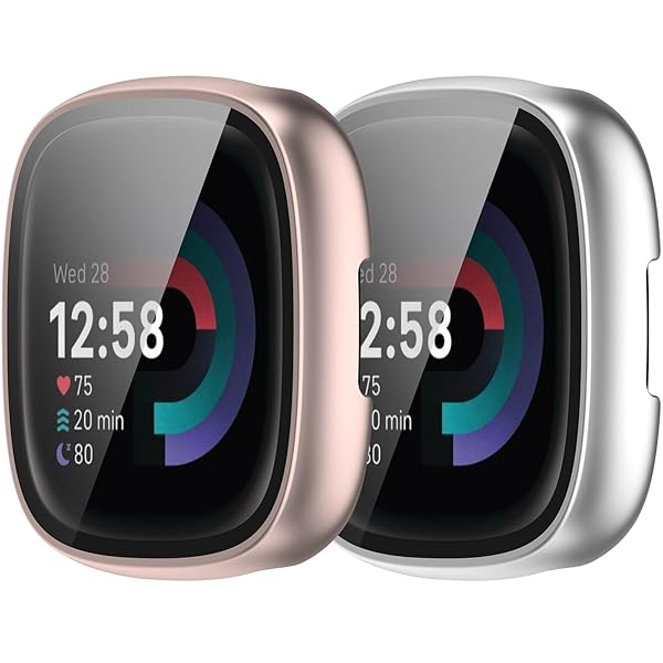 Chofit Screen Protector for Fitbit Sense 2 Versa 4 with HD Tempered Glass Sensitive Touch Protective Case, Hard PC Cover with Full Coverage Bumper