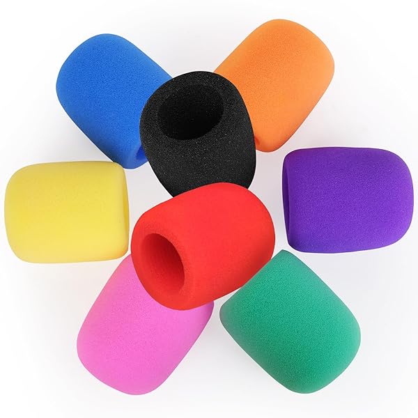 ChromLives Colorful Microphone Cover Foam Windscreen Top Grade 8 Pack for Enhanced Sound Quality and Protection