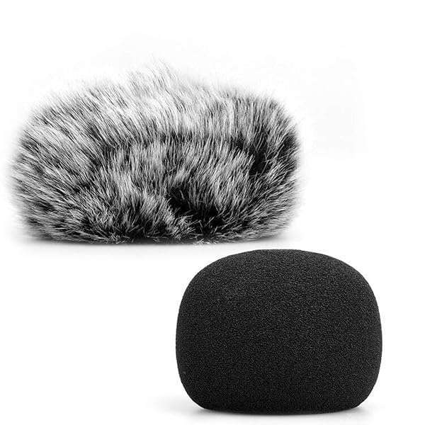 ChromLives Microphone Windscreen 2-Pack: Furry & Foam Covers for Zoom H1, H1n, Apogee Mic & More