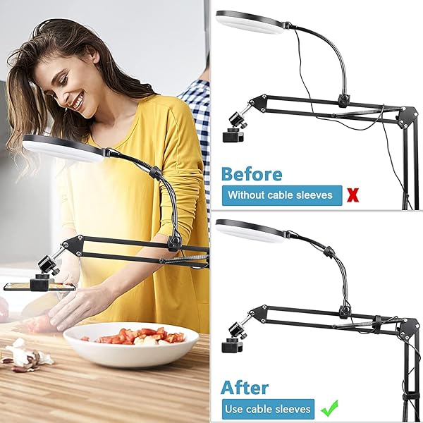 ChromLives Overhead Phone Mount with Ring Light, Overhead Tripod Phone Holder Mount for Video Recording, Flexible Articulating Arm Overhead Phone - Image 3