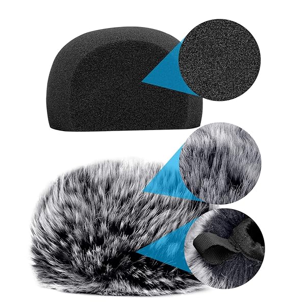 ChromLives Windscreen Microphone Wind Muff Foam Wind Screen Cover for Zoom H5 H6 Portable Recorder Furry Foam 2Pack - Image 5
