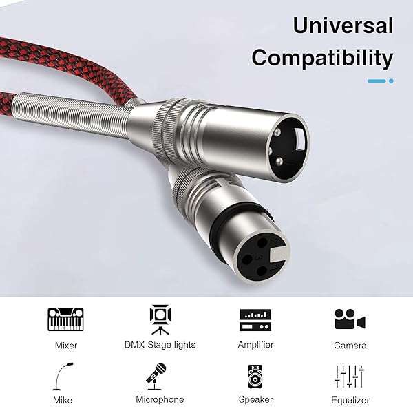 25ft Ciwoda XLR Cable 10-Pack - Multi-Color Heavy Duty Nylon Braided Microphone Cables for Speakers & Stage Lighting - Image 3