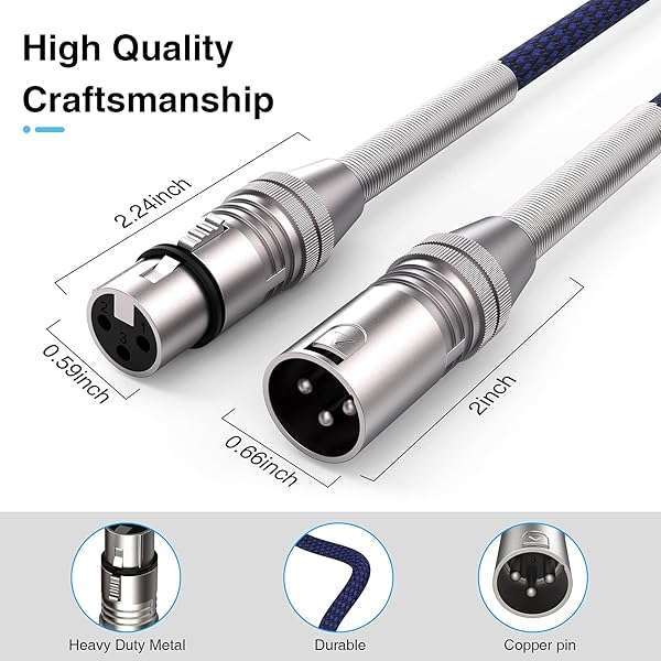 25ft Ciwoda XLR Cable 10-Pack - Multi-Color Heavy Duty Nylon Braided Microphone Cables for Speakers & Stage Lighting - Image 4