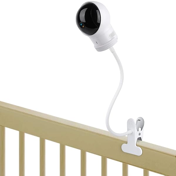 Flexible Clip Mount for Eufy Baby Monitor - Tool-Free Gooseneck Holder for Crib, No Wall Damage - White - Image 2