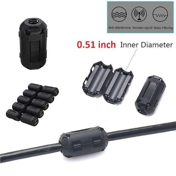 VSKEY 10pcs Clip-on Noise Filter for Subwoofers & Amplifiers - High-Frequency Ferrite Core Choke for Clear Audio - Image 5