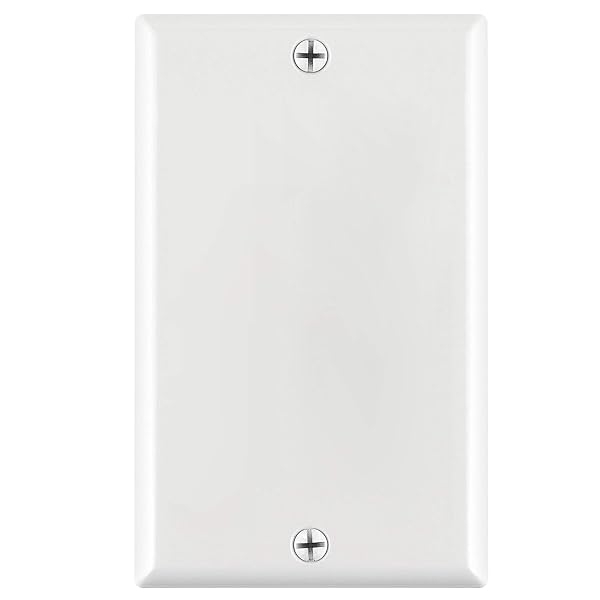 Cmple 1 Gang Blank Wall Plate - Standard Size GFCI Polycarbonate Thermoplastic Panel in White with Screws