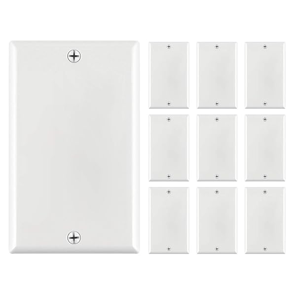 Cmple - 1 Gang Blank Wall Plate, Standard Size, Polycarbonate Thermoplastic Panel GFCI Wall Plate with Screws - White