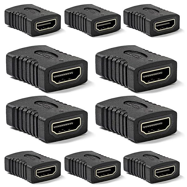Cmple 10 Pack HDMI Female to Female Adapter - Gold Plated High Speed Coupler for Seamless Connections