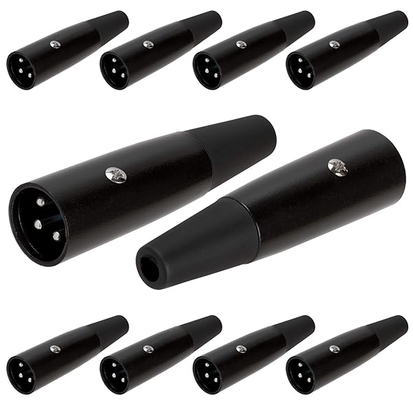 Cmple 10 Pack XLR Compact 3-Pin Male Jack Microphone Connector for MIC Speaker Metal Audio Cable for Headset Amplifier
