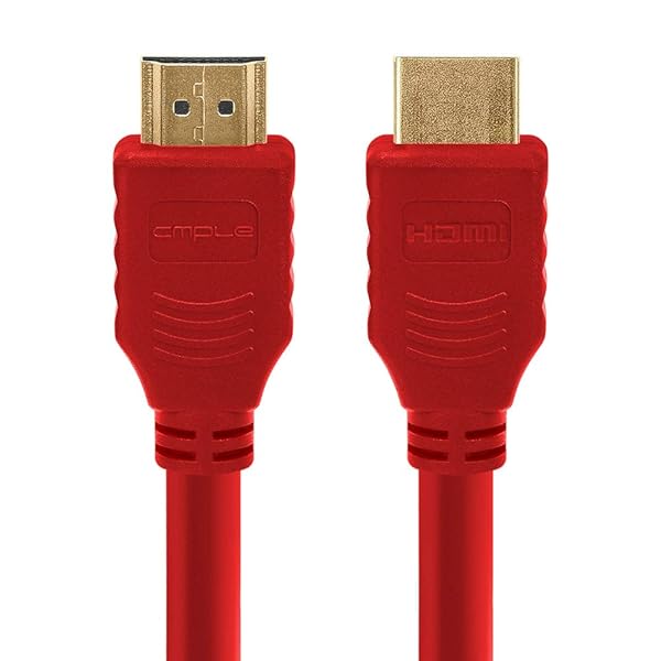 Cmple 10FT HDMI Cable - High Speed 4K UHD 60Hz, 18Gbps, 3D, Audio Return - Red HDMI Cord for HDTV