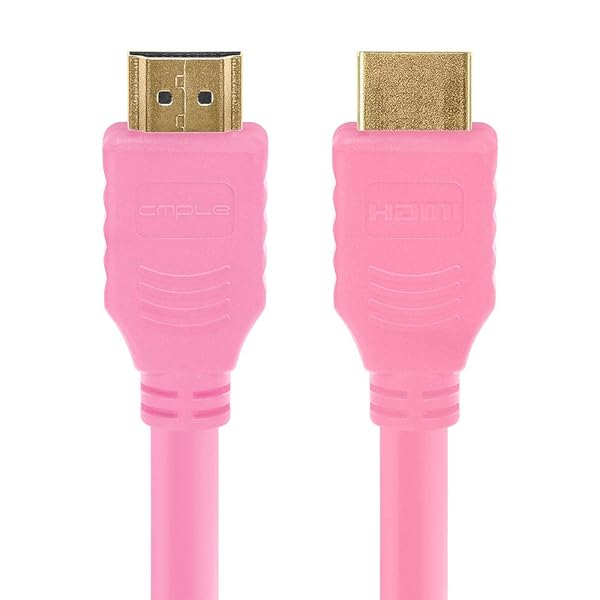 Cmple 1.5FT HDMI Cable - High Speed 4K UHD 60Hz, 18Gbps, Pink - Perfect for HDTV & 3D Audio Return