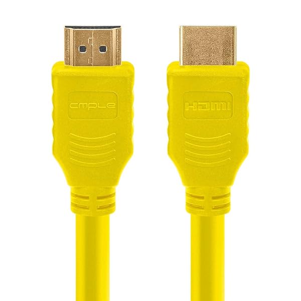 Cmple 3FT HDMI Cable - High Speed 4K UHD 60Hz, 18Gbps, 3D Audio Return - Yellow HDMI Cord