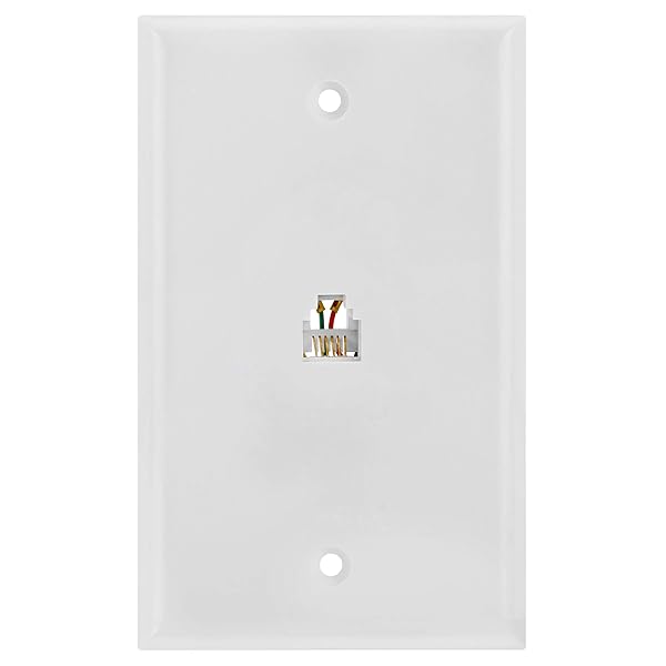 Cmple RJ11 Wall Plate Jack - 6P6C Single Connector for Phone with Screws | Easy Installation