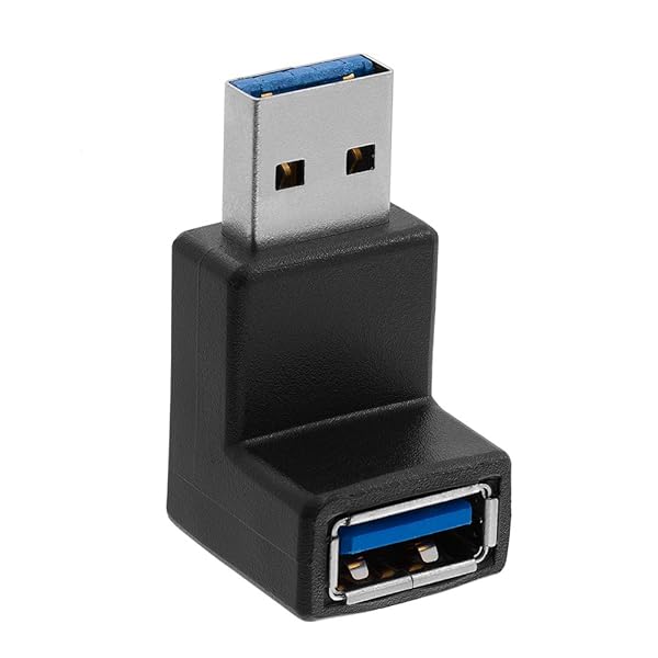 Cmple USB 3.0 Right Angle Adapter - Fast Male to Female Extender for Computers & Printers