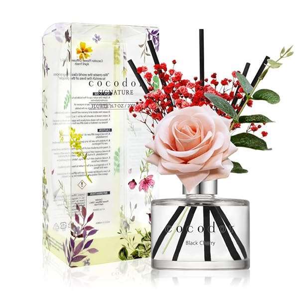 Cocod'or COCODOR Rose & Black Cherry Reed Diffuser 6.7oz - Perfect Home & Office Fragrance Gift Set