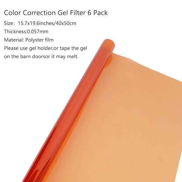 "Color Correction Gels 6 Pack Kit - 16x20" Warm Orange & Blue Lighting Sheets for Photography & Video" - Image 5