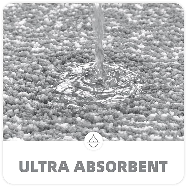 "Non-Slip Gray Bath Mats 16"x24" - Soft, Absorbent Microfiber Rugs for Bathroom | Washable & Stylish" - Image 3