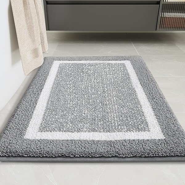 "Non-Slip Gray Bath Mats 16"x24" - Soft, Absorbent Microfiber Rugs for Bathroom | Washable & Stylish" - Image 7