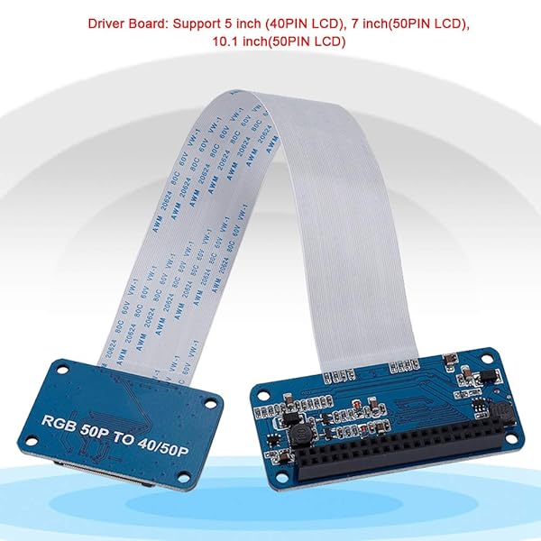 "Colorful LCD Driver Board Kit - 50Pin to 40Pin Adapter for 5", 7", & 10.1" LCDs - Versatile Display Solution" - Image 4