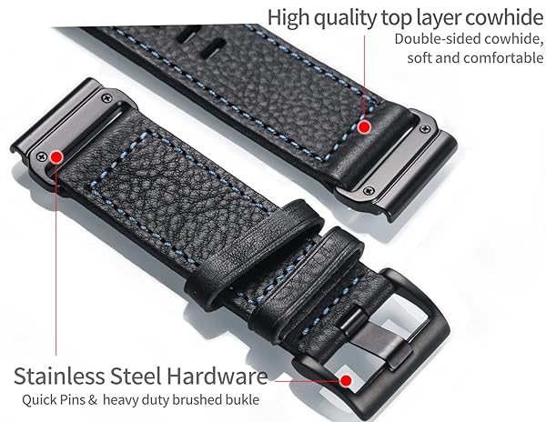 Compatible With Garmin Watch Band, Genuine Leather Watch Band, Retro Vintage Strap For f?nix Forerunner Vivoactive Approach MARQ quatix D2 Series - Image 2