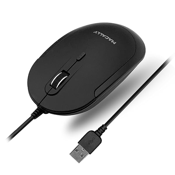 Macally Silent Wired USB Mouse - Slim Optical Mouse for Mac & Windows - Compact Design with DPI Switch - Perfect for Laptops & Desktops