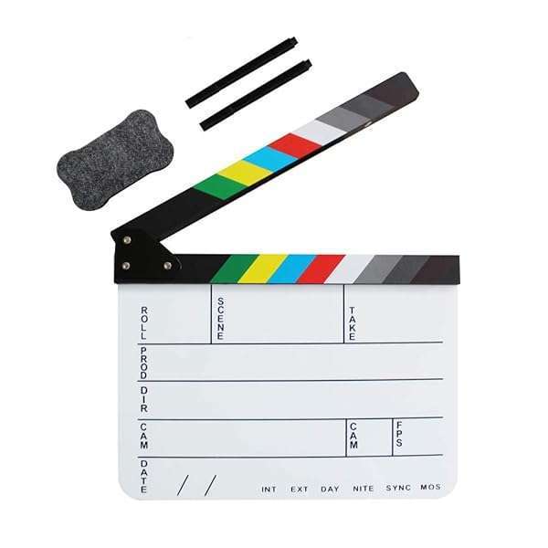 Coolbuy112 Acrylic Film Clapboard - Hollywood Slate with Magnetic Eraser & Custom Pens for Movie Decor