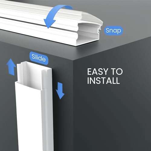 153in Cord Hider - Wall Cable Cover & Concealer for TV Wires - White Cable Management Solution - Image 4