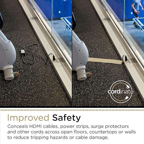 "6ft Floor Cord Cover - Heavy Duty Cable Protector to Hide & Prevent Trips - Tan Color, 0.75" W x 0.43" H" - Image 5