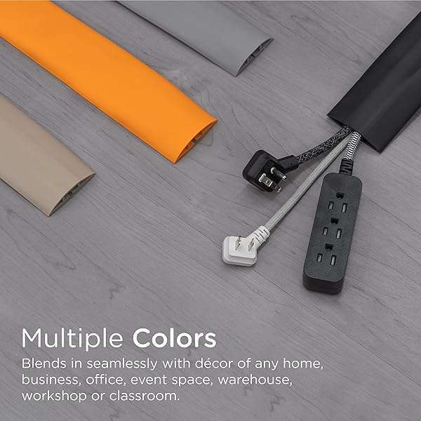 "6ft Floor Cord Cover - Heavy Duty Cable Protector to Hide & Prevent Trips - Tan Color, 0.75" W x 0.43" H" - Image 9