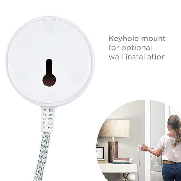 6 Ft Braided Extension Cord with Switch - 3 Prong Power Outlet for Lamps & Holiday Lights, Slip Resistant Base, White/Gray - Image 4